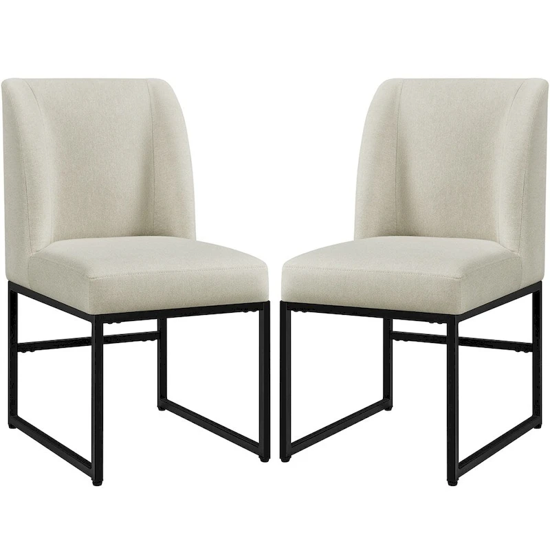 Yaheetech 2pcs Modern Upholstered Dining Chairs With Metal legs, Beige - N/A