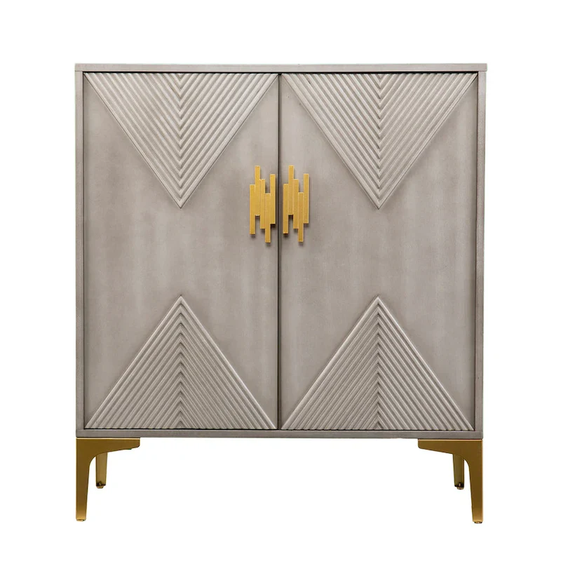 Laurelvale Grey Wood Cabinet w/ Goldtone Legs/Pulls