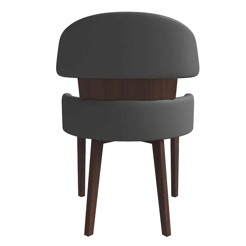 Leather Dining Chair with a Curved Back in Rubberwood Ethos Series by LeisureMod