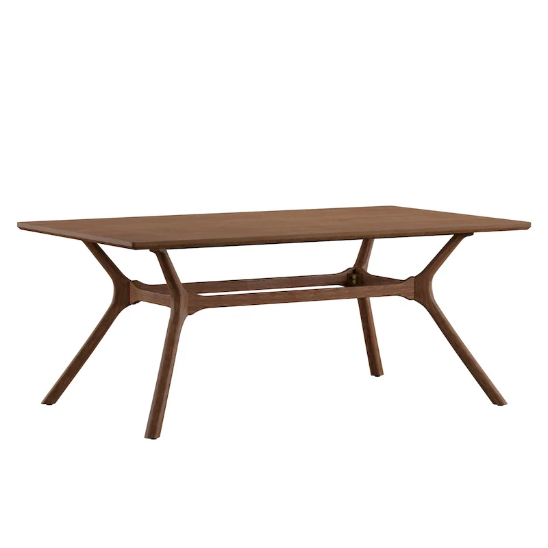 Dark Walnut / Glass / Smoke Glass Mid-Century Rectangular Dining Table with Tapered Legs – Seats 6