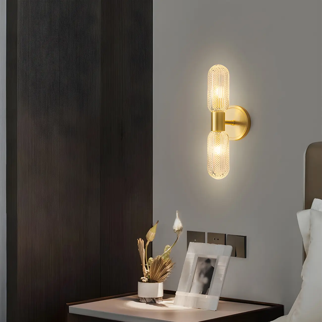 Unique Gold Up Down Wall Mounted Prismatic Glass Vanity Light
