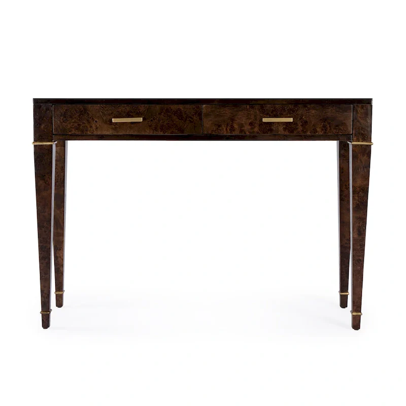 2 Drawer 46  Burl Wood Console Table