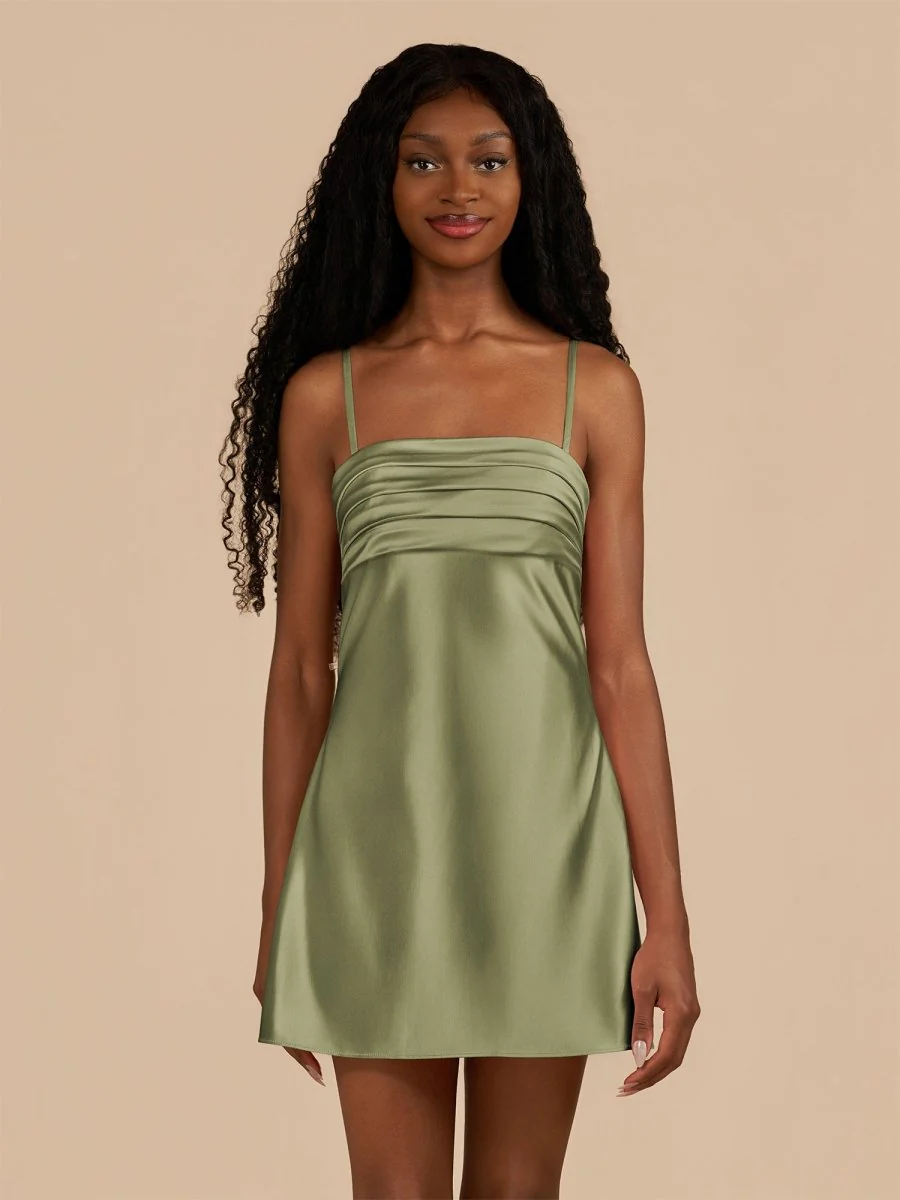 Olive - Sheath Spaghetti Straps Satin Homecoming Dress