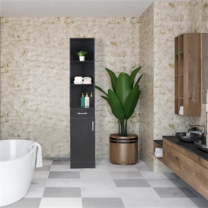 1 Door 1 Drawer 3 Compartments High Cabinet Bathroom