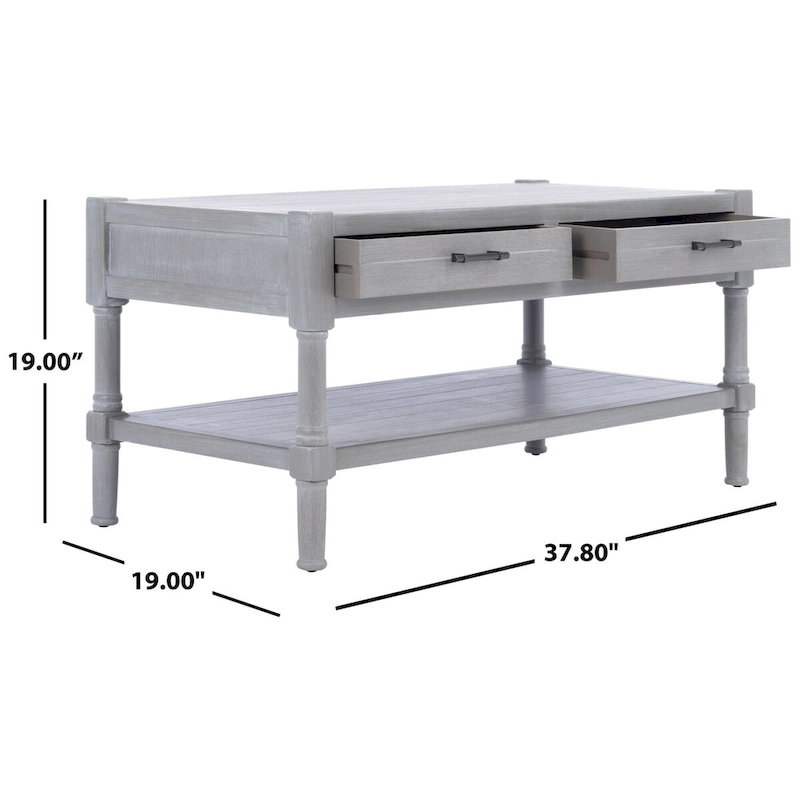 SAFAVIEH Alene 2-Drawer Bottom Shelf Coffee Table - 37.8 W x 19 L x 19 H - 38Wx19Dx19H