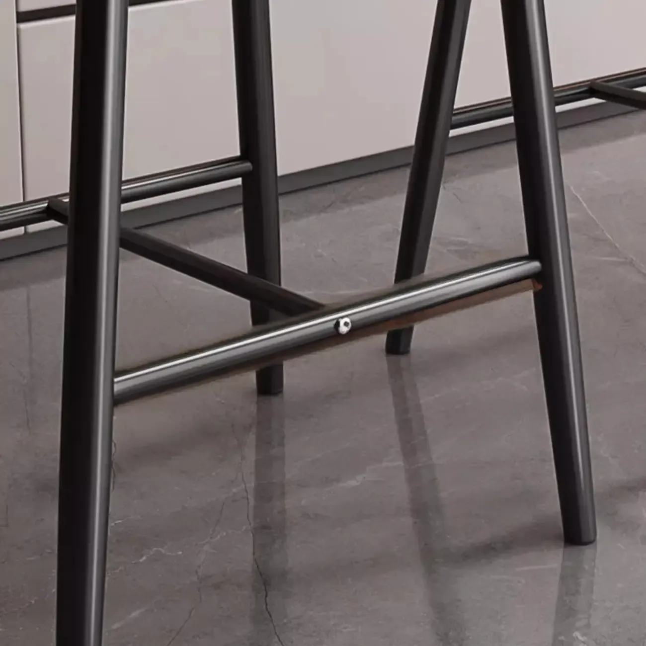 Modern Off-White Leather Curved Back Counter Bar Stools