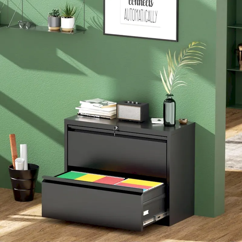 2-Drawer Metal Lateral Filing Cabinet with Lock
