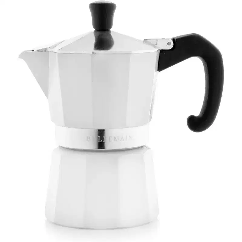 Bellemain 3-Cup Stovetop Espresso Maker  Classic White Moka Pot for Bold  Authentic Coffee