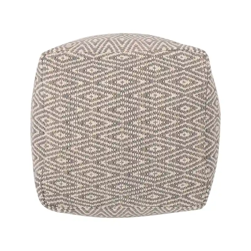 Boven Hand-Crafted Cotton Cube Pouf by Christopher Knight Home