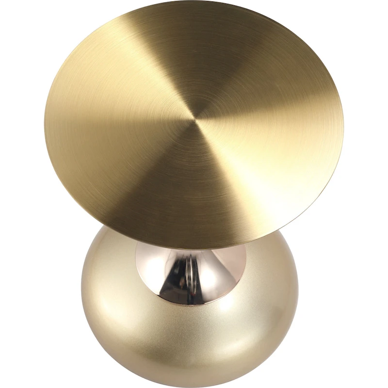 Savoy 18-Inch Round Side Table in Gold Stainless-Steel End Table with a Round Pedestal base