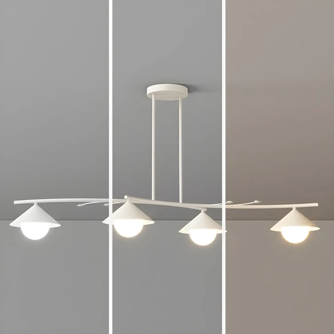Sleek Modern White Metal Island Pendant Light