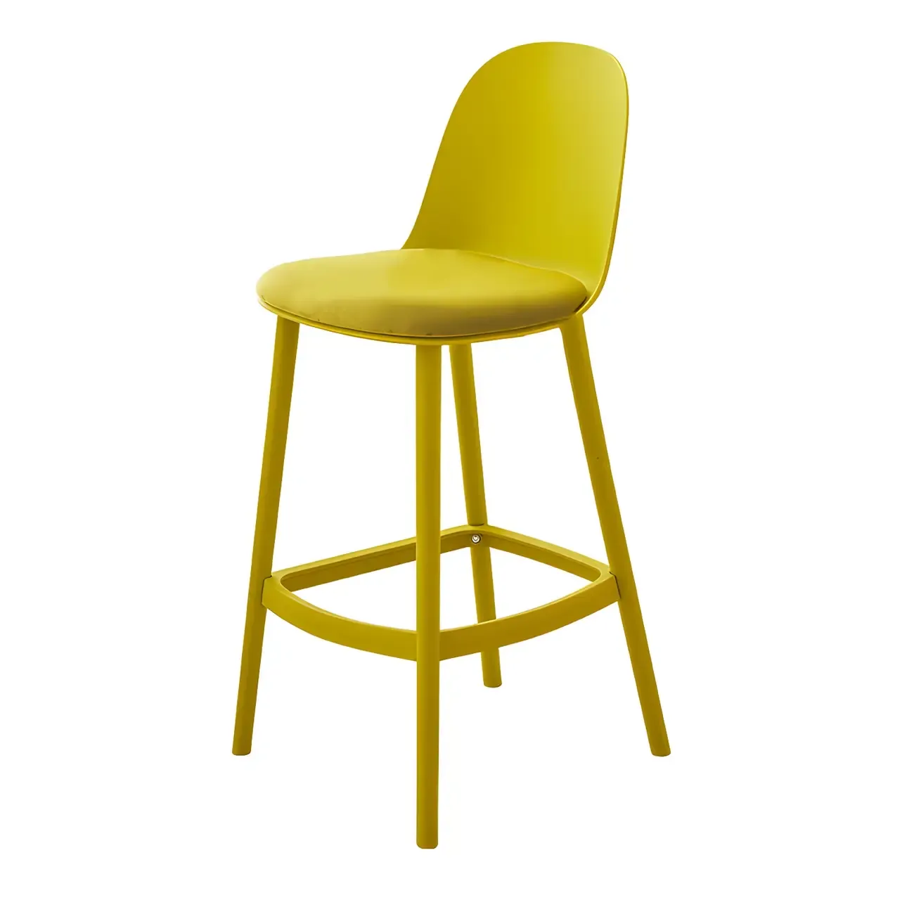 Modern Plastic Upholstered Bar Stool with Footrest