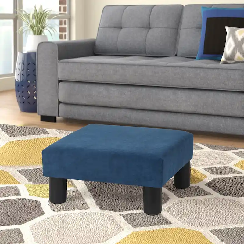 Adeco Ottoman Upholstered Fabric Footrest Pet Steps Dog Stair Stool