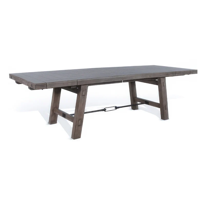 Extendable Dining Table Light Brown Mahogany Wood