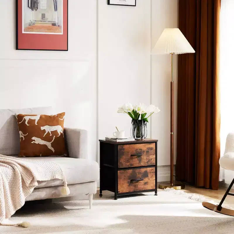 Metal Frame Dresser with Wood Top