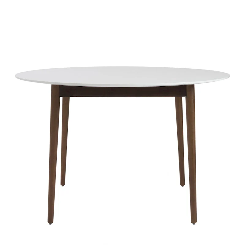 HomeRoots 47   White and Brown Rounded Dining Table