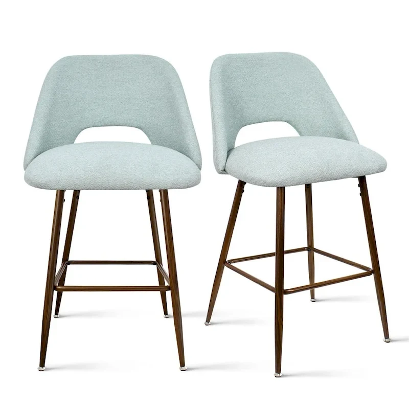 Upholstered Modern Bar Stool Walnut Leg (Set of 2)
