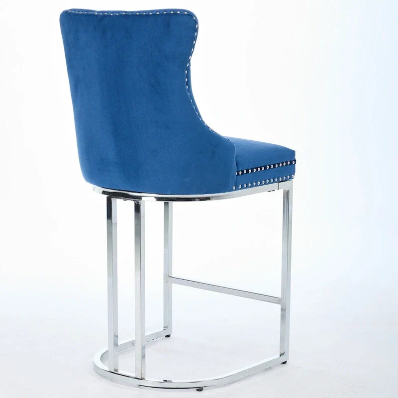 Modern Velvet Barstools 26 Counter Height Kitchen Island Chairs,Set of 2