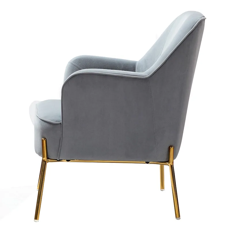 Ma Modern Velvet Accent Chair with Golden Legs Set of 2 by