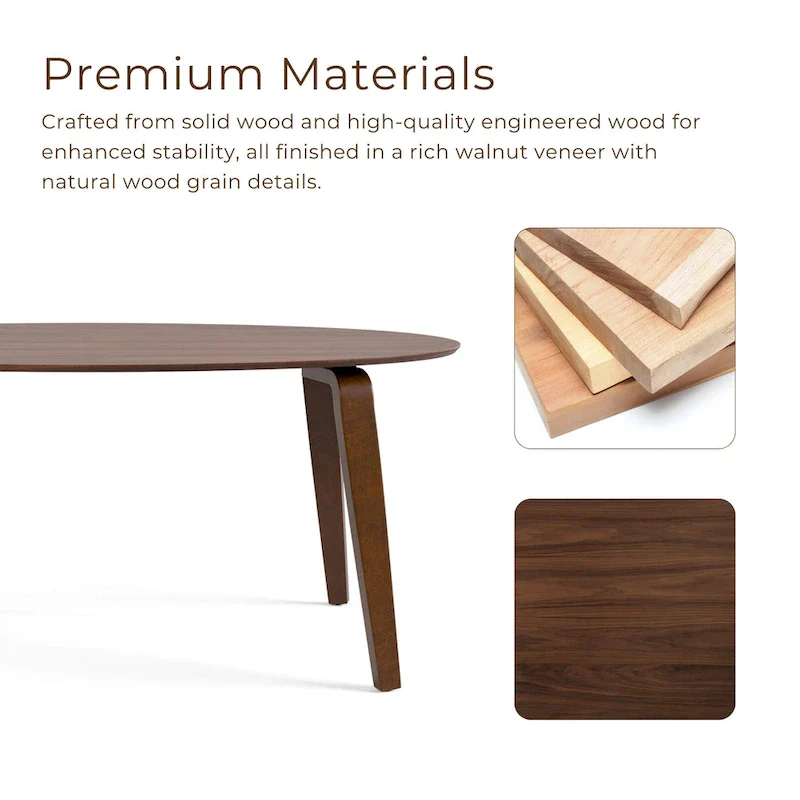 Furniture of America Beau I Mid-century Walnut 7-Piece Oval Dining Set