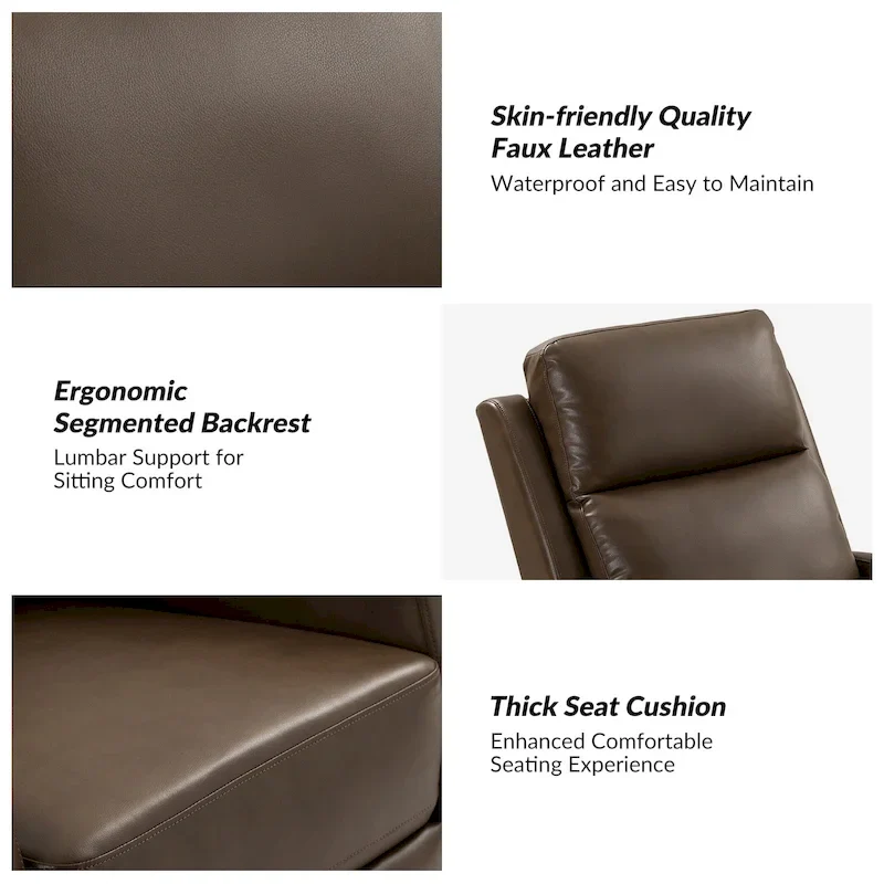Modern Faux Leather Manual Rocking Swivel Recliner with Wingback