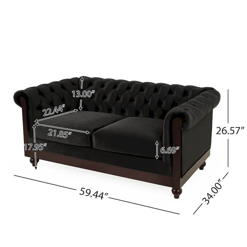 Chesterfield Velvet Loveseat Sofa