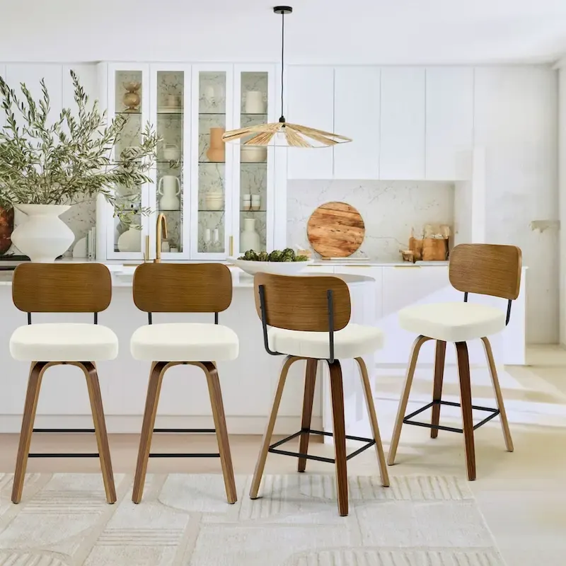 26-Inch Upholstered Swivel Counter Height Bar Stools - 36.4 H x 17.1 W x 20 D