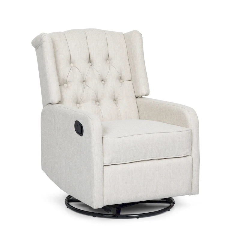Contemporary Tufted Wingback Swivel Recliner | 360° Swivel, Upholstered, Living Room Chair