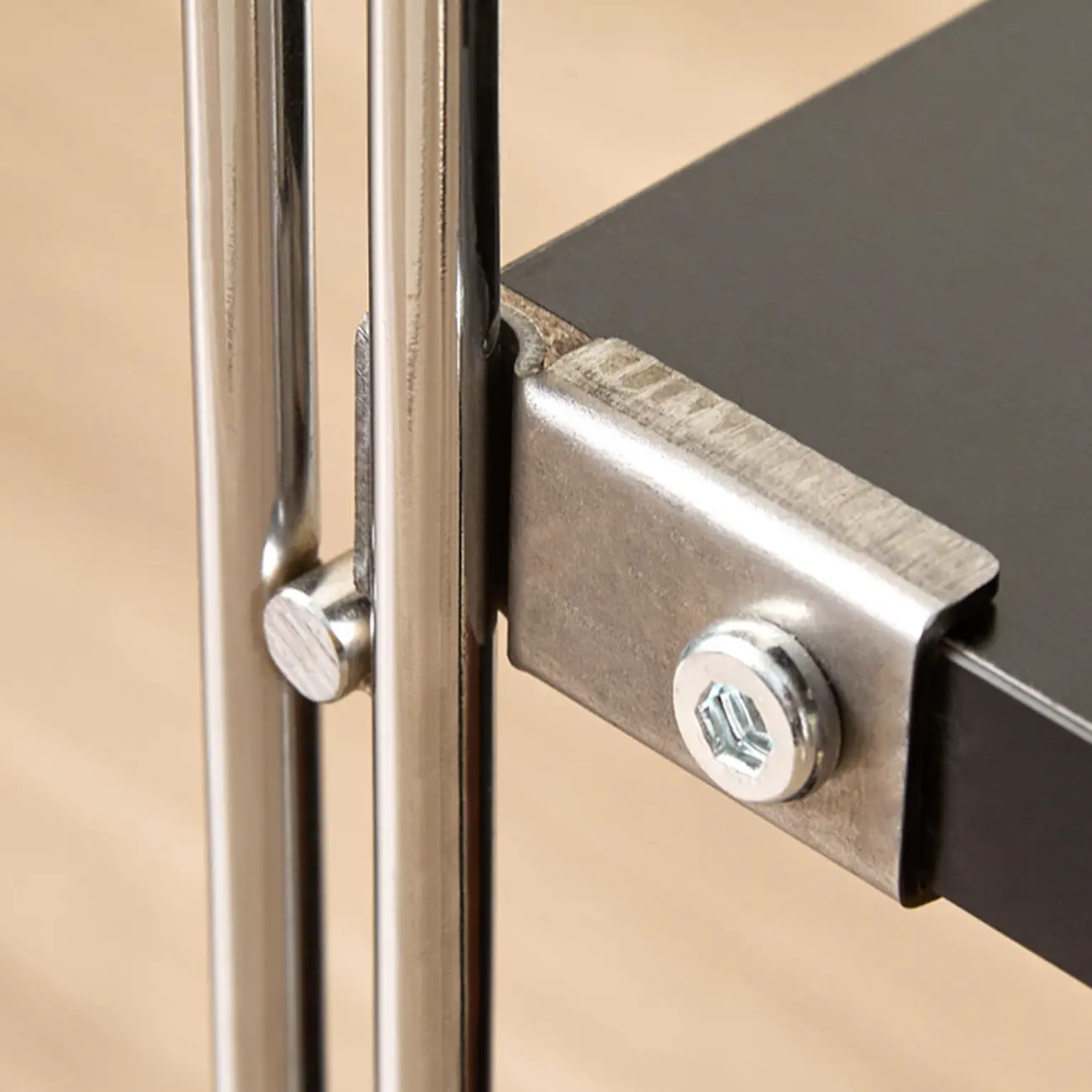 Compact Wood Steel Frame 3-Tier Bookcase in Black