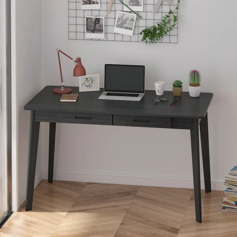 Writing Desk with 2 Drawers - Wood Legs - 47 Inch