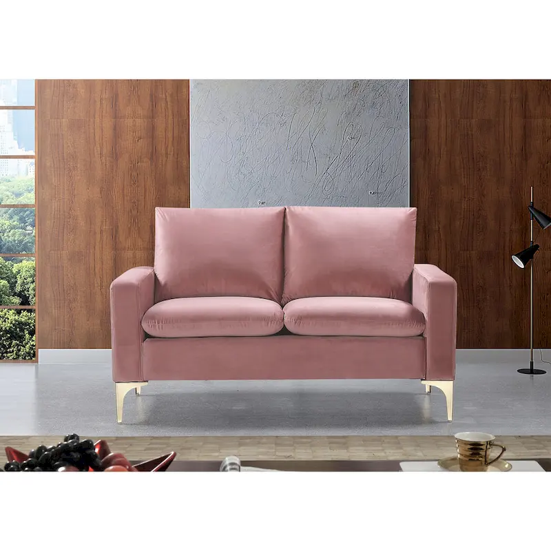 Velvet Loveseat with Gold-Tone Legs