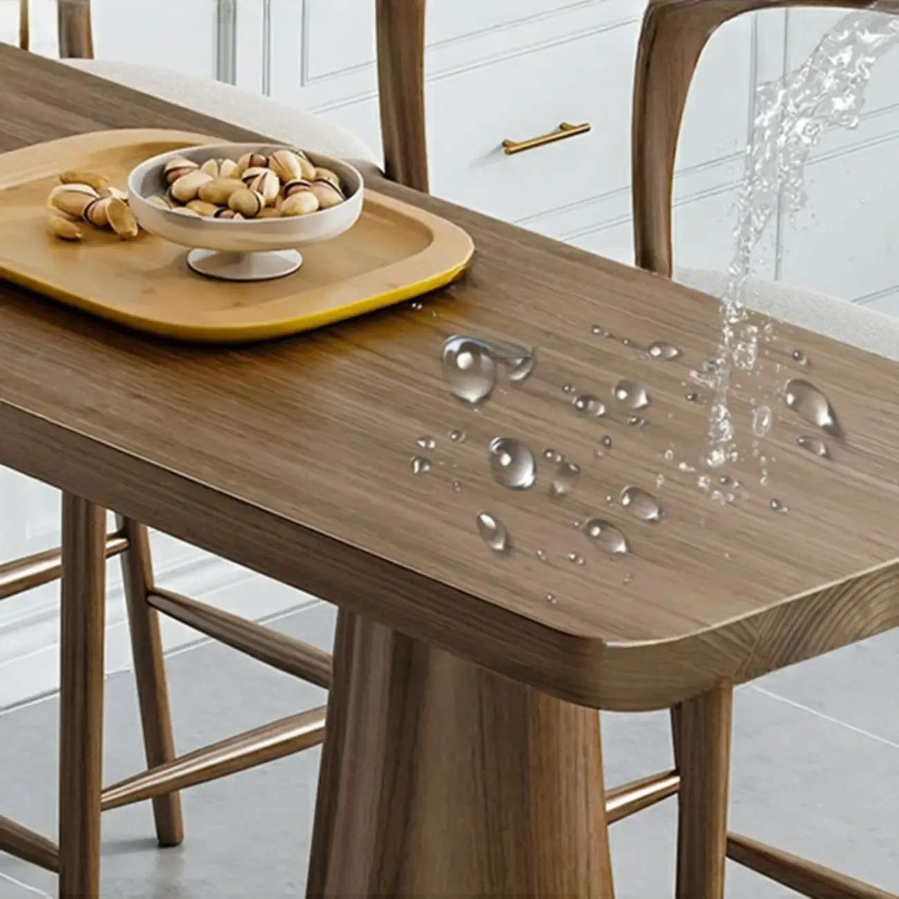 Modern Pine Wood Bar Set with Upholstered Chairs