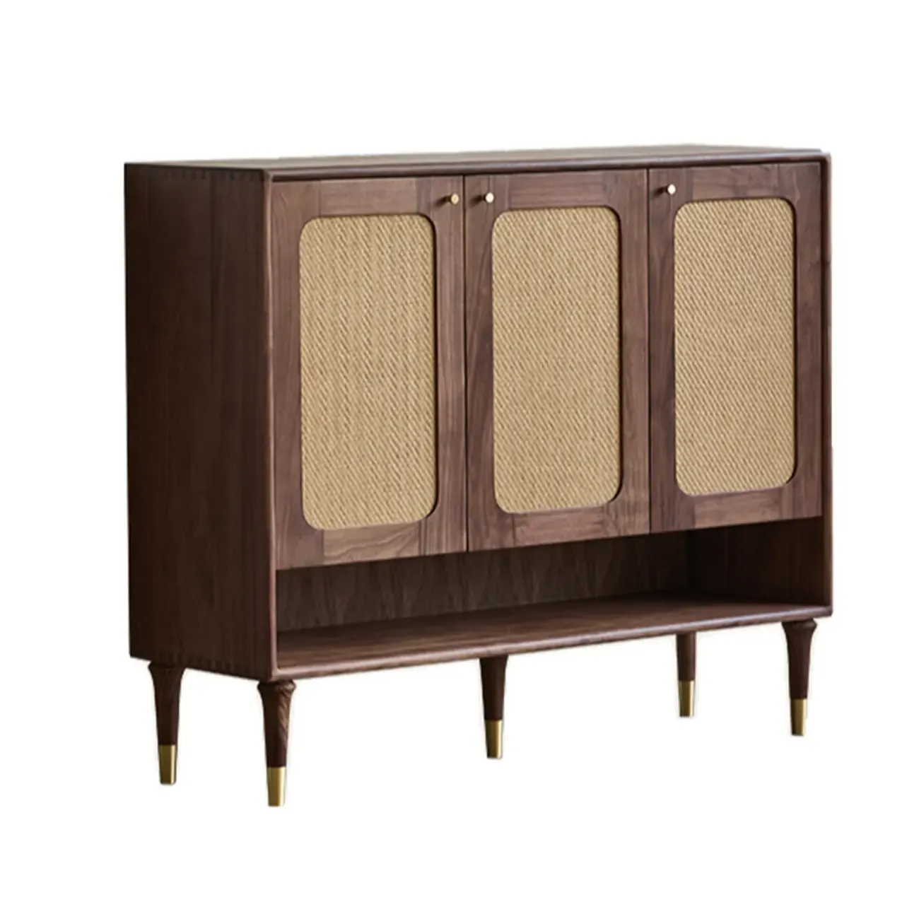 Bohemian Brown Solid Wood Entryway Shoe Cabinet