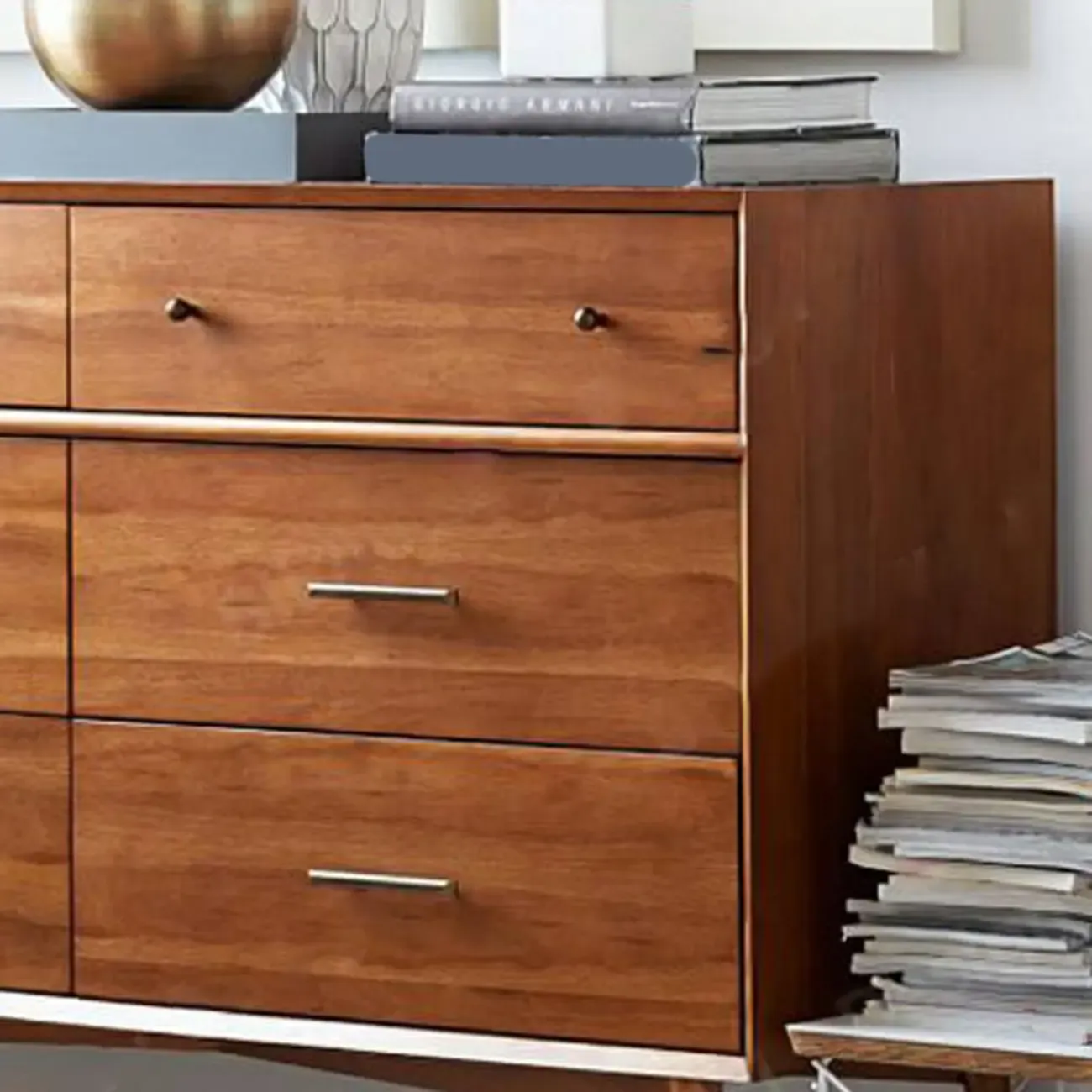 Industrial Wooden Dresser with 6-Drawers
