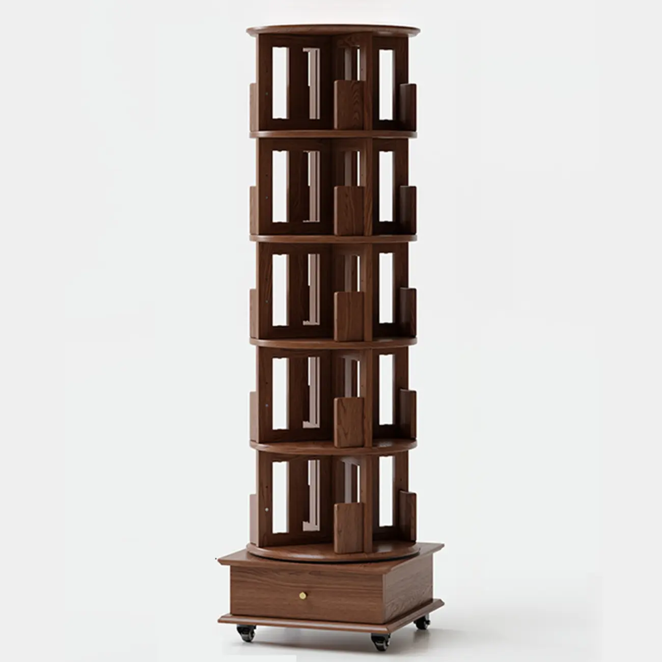 Wooden Vertical Narrow Rotating Bookcase