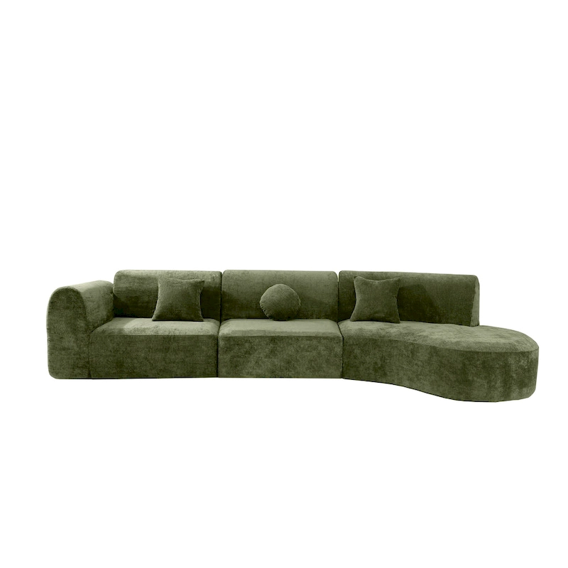 Christopher Knight Home- Buker Curved Polyester Sectional Sofa