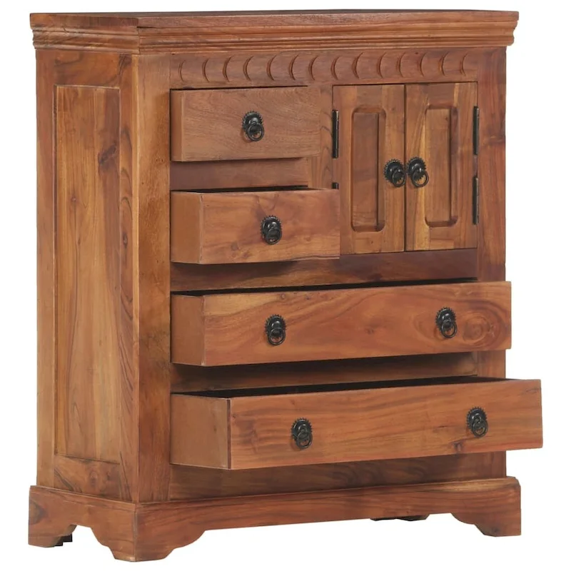 Sideboard Brown Solid Acacia Wood 4 Drawers 2 Doors
