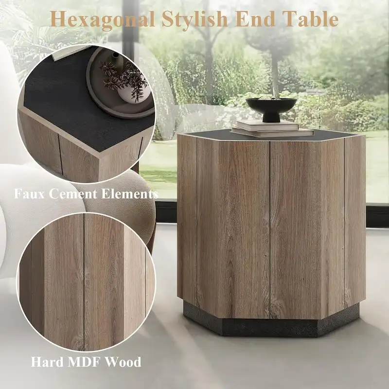 Hexagonal Coffee Table, Scratch Resistant Center Table with Drawers
