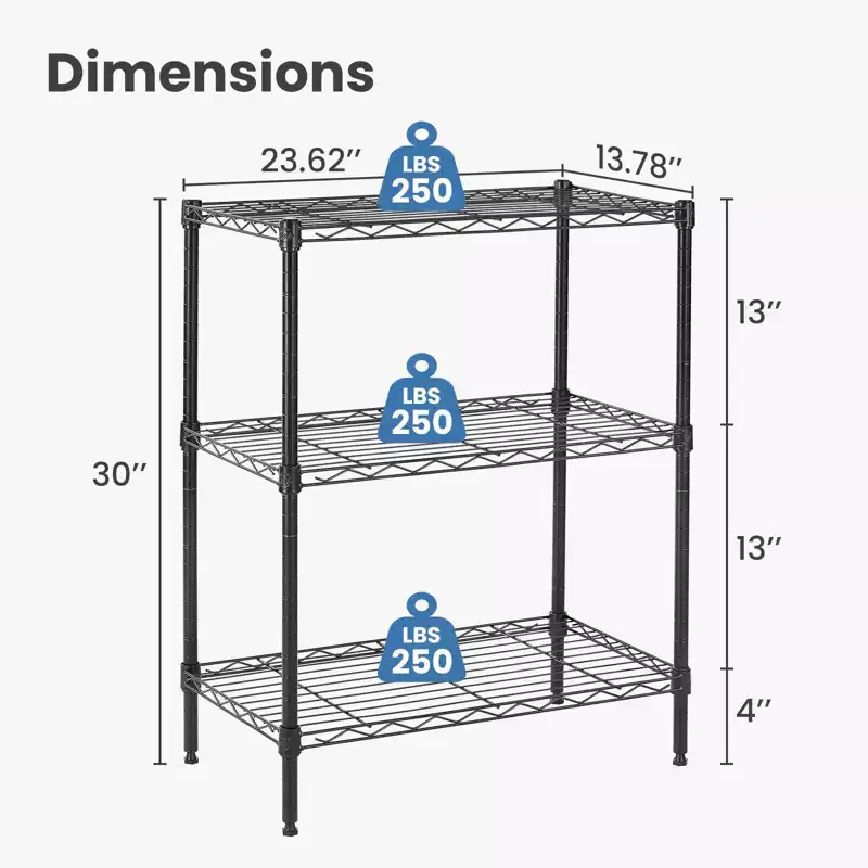 JIONJOY Heavy Duty Metal Wire Shelves - 200lbs/Shelf Adjustable Storage for Kitchen Garage Bathroom