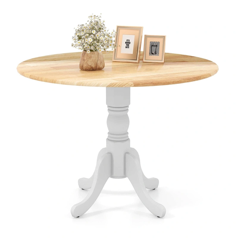 Costway Rustic Dining Table Wooden Dining Table with Round Tabletop & - See Details