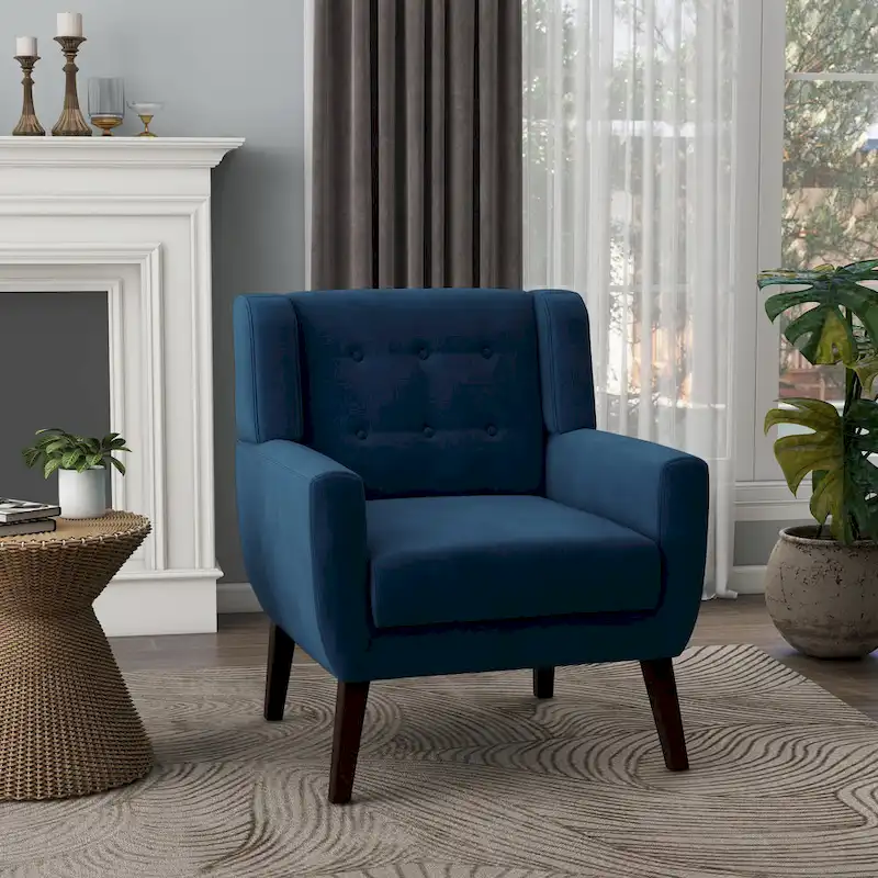 Velvet Upholstered Armchair Tufted Accent Chair