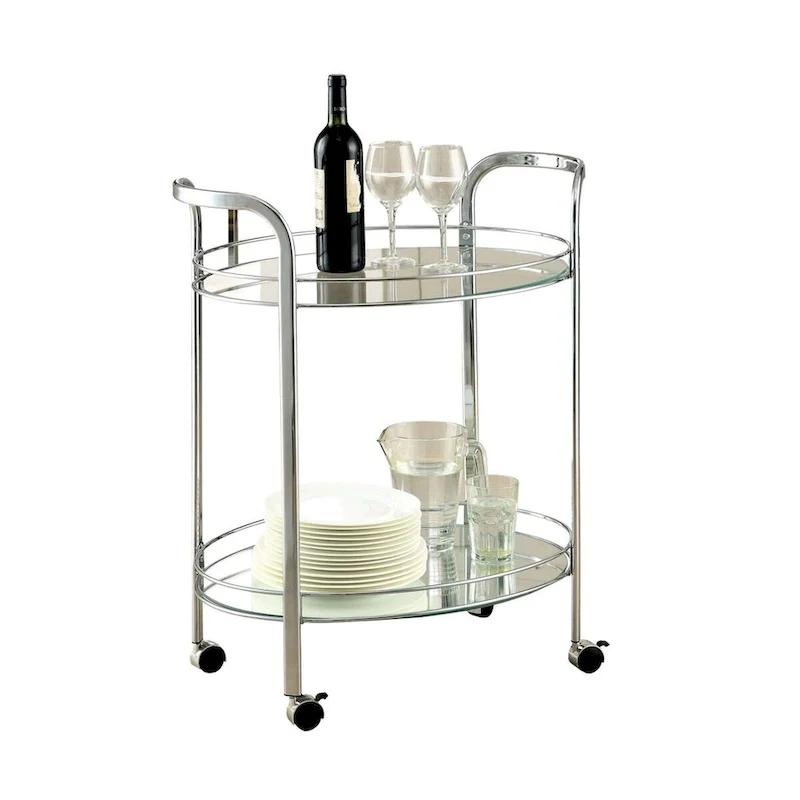Loule Contemporary Serving Cart In Chrome Finish - 31 H x 26 W x 18 L Inches
