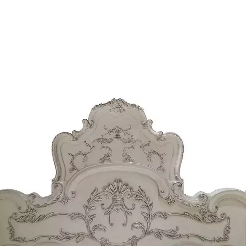 97"California King Bed Dresden Bed Bone White Finish - Acme Furniture: Traditional Design, Claw Feet, Faux Leather