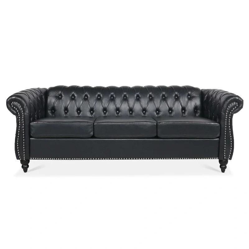 GEITIN 84.65 PU Rolled Arm Chesterfield 3 Seater Sofa