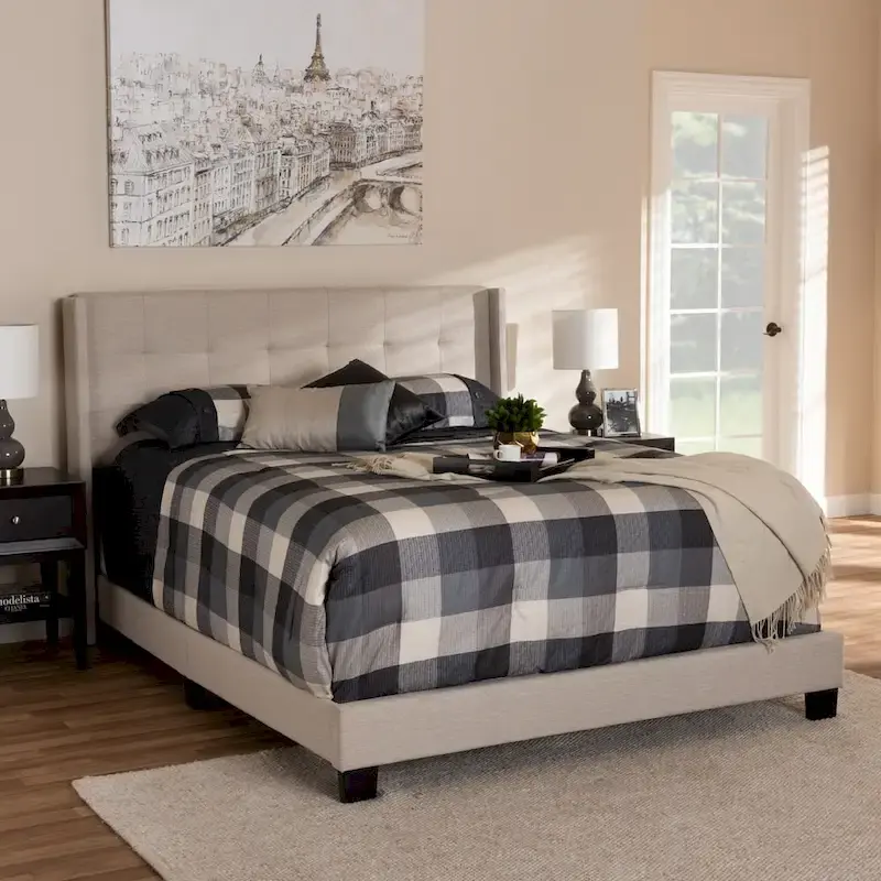 Contemporary Tufted Fabric Bed