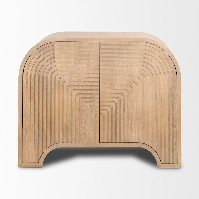 Sorina Reverse Fluted Light Brown Wood Accent Cabinet - 40.0L x 16.0W x 32.0H