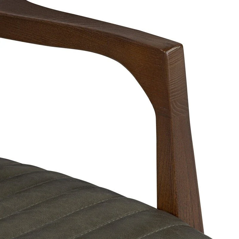 Walnut Ribbed Leather Lounge Chair