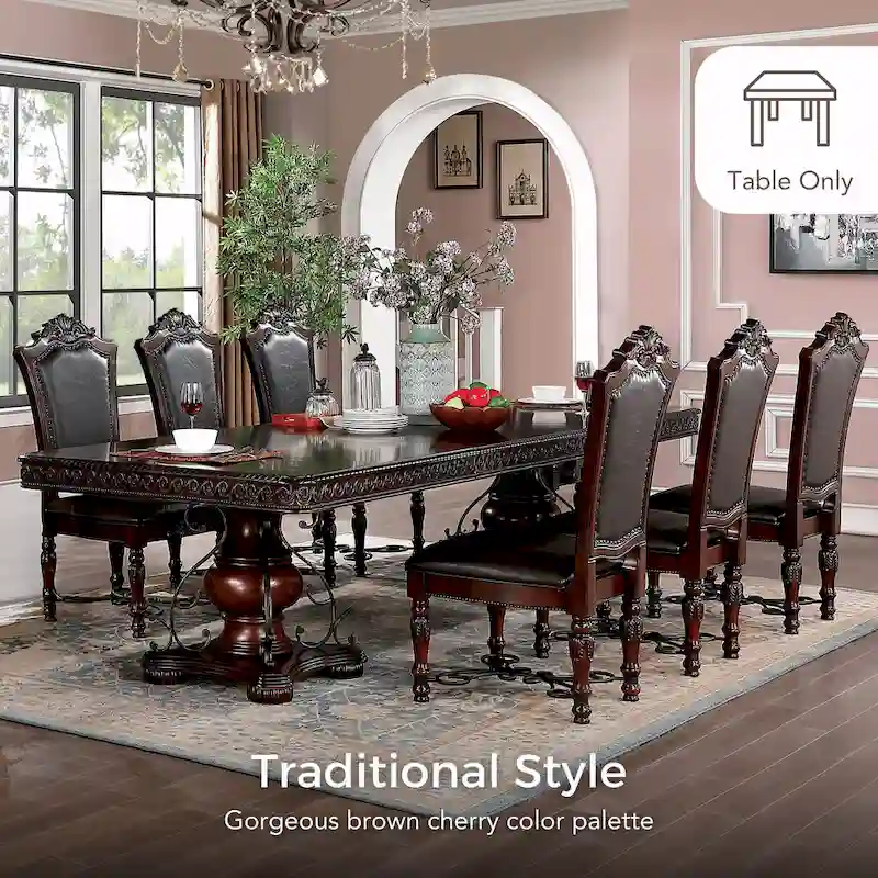 Furniture of America Baburam Traditional Cherry 120-inch Dining Table