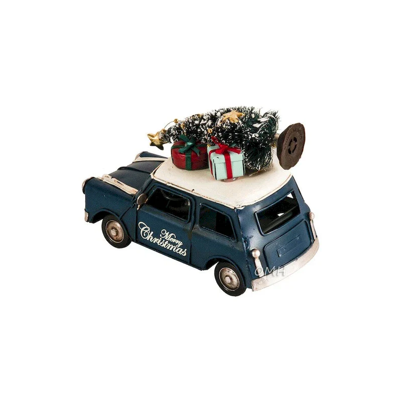 Handmade 1960s Mini Cooper Christmas Car Model Set of 2