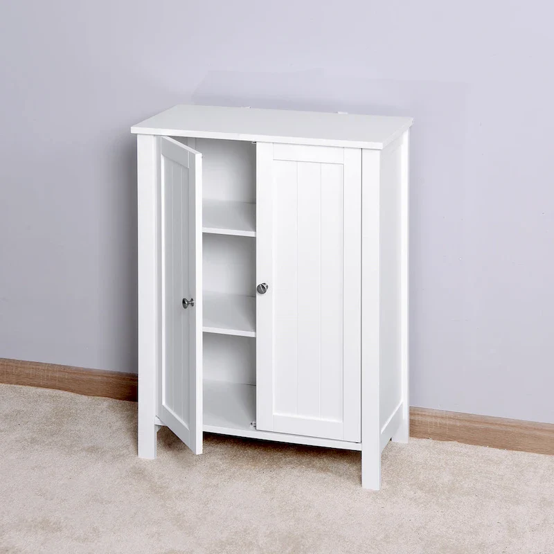 White Double-Door Floor Storage Cabinet – Single